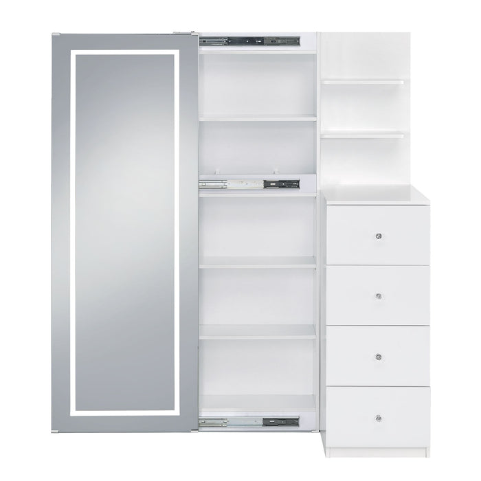 Vancouver Floor Mirror With Storage in White