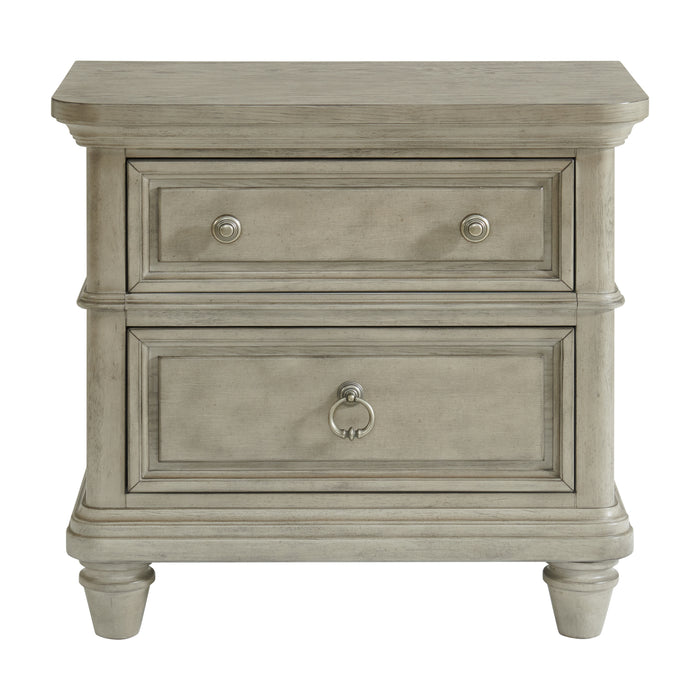 Whit-Ash 2-Drawer Nightstand with USB in Light Grey
