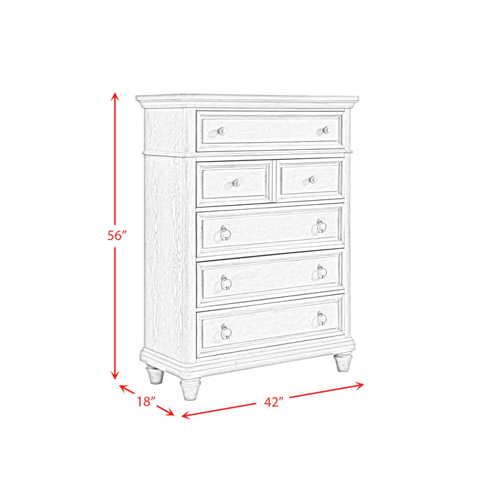 Whit-Ash 5-Drawer Chest in Light Grey