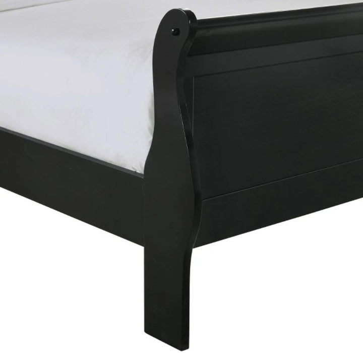 Elements International Louis Philippe Full Panel Bed in Black