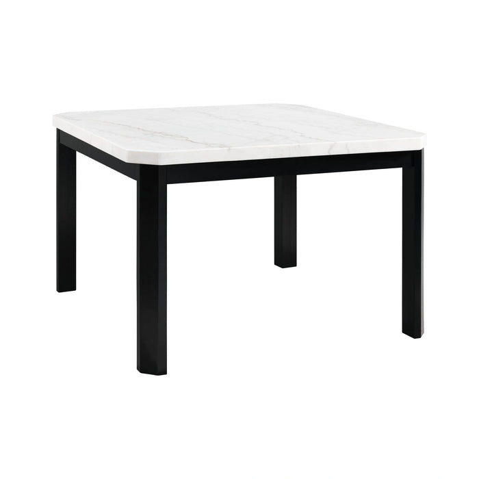Francesca White Marble Square 5PC Counter Height Dining Set-Table & Four Black PU Chairs