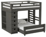 Elements International Cali Kids Twin Over Full Bookcase Loft Bed in Sleek Gray image
