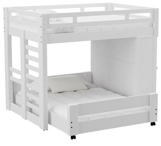 Elements International Cali Kids Twin Over Full Basic Loft Bed with Desk in White image
