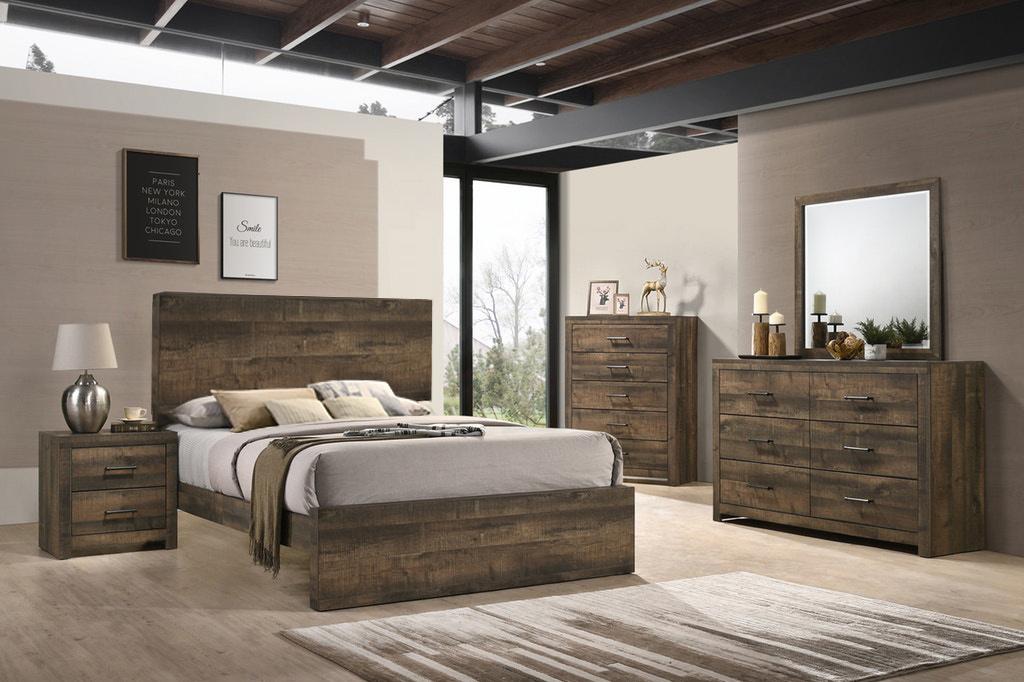 Elements International Bailey Full Panel Bed in Warm Walnut