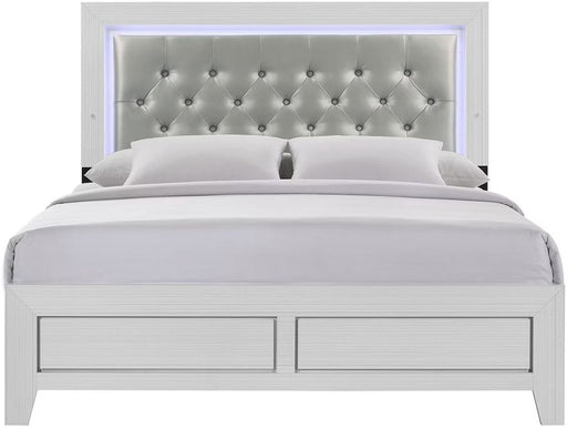 Elements International Belinda Full Upholstered Panel Bed in White image