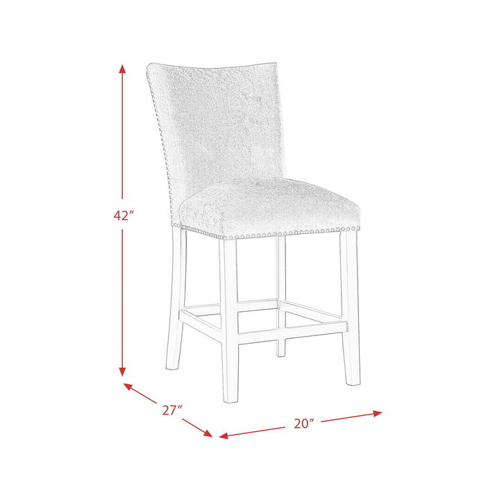 Francesca White Marble Square 5PC Counter Height Dining Set-Table & Four Grey Velvet Chairs