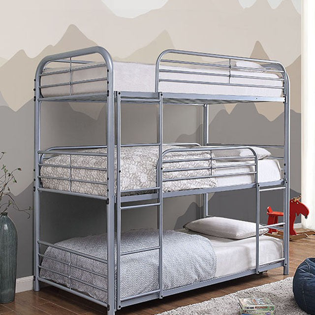 Opal Ii Silver Twin Triple Decker Bed - Eclectic 79 Furniture Store