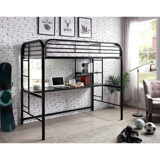 Opal Iii Black & Silver Twin Loft Bed - Eclectic 79 Furniture Store