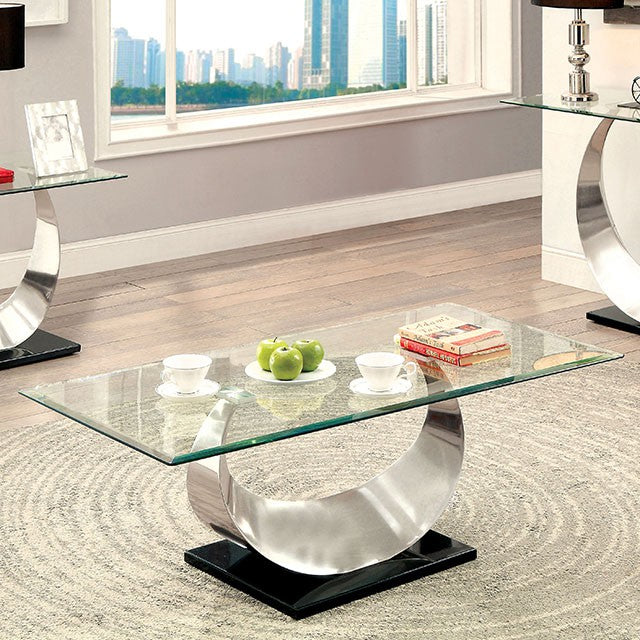ORLA II Satin Plated/Black Coffee Table - Eclectic 79 Furniture Store