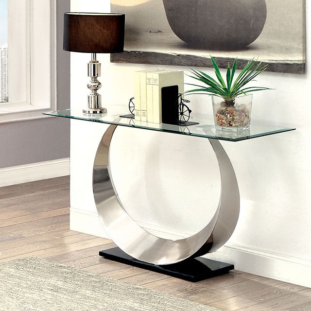 ORLA II Satin Plated/Black Sofa Table - Eclectic 79 Furniture Store