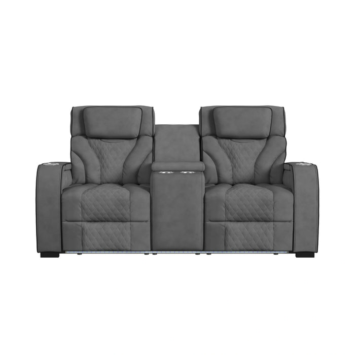 Blitz Motion Loveseat with Console, and LED