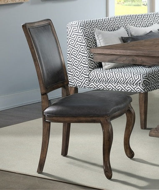 Elements International Gramercy Rectangle Back Chair (Set of 2) in Brown image