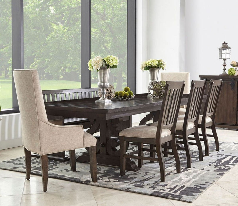 Elements International Stone Dining Table in Dark Ash