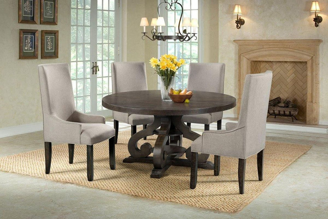 Elements International Stone Round Dining Table in Dark Ash