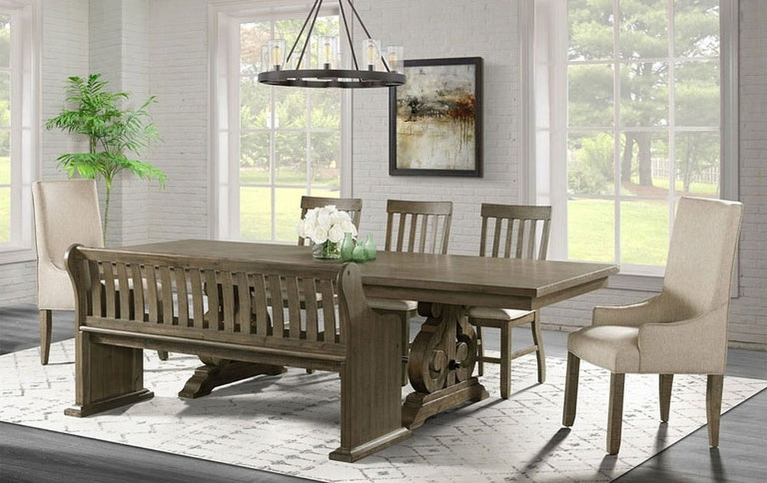 Elements International Stone Dining Table in Grey