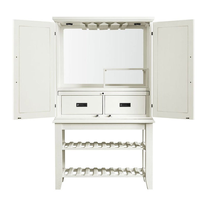 Elements International Stone Bar Buffet w/ith Hutch in White