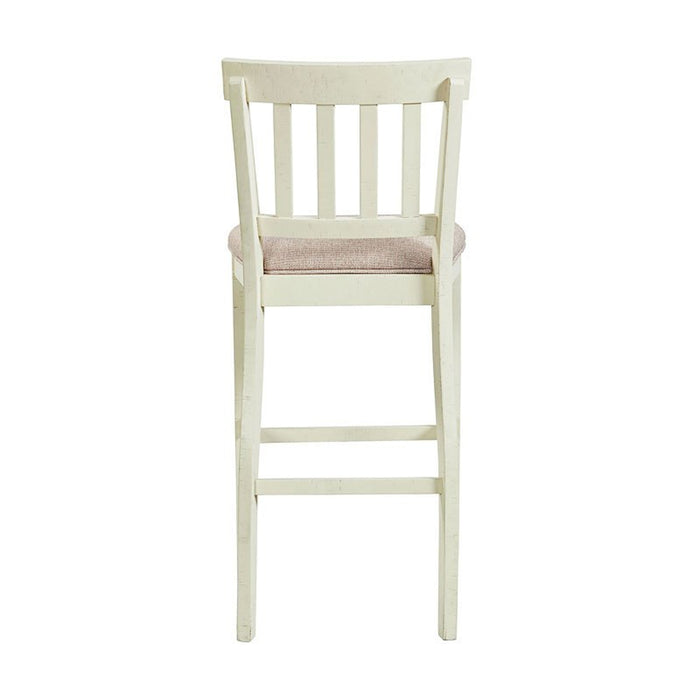 Elements International Stone 30 Inch Bar Slat Back Stool (Set of 2) in White