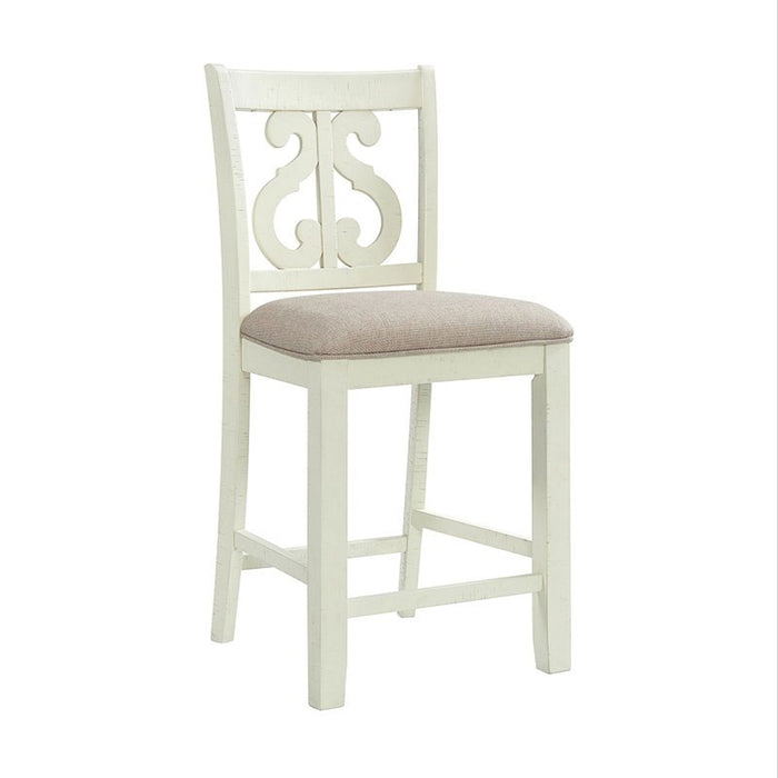 Elements International Stone Counter Height Swirl Back Side Dining Chair (Set of 2) in White