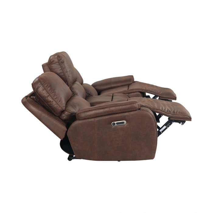 Atlantis Power Motion Sofa with Power Motion Head Recliner in Heritage Brown