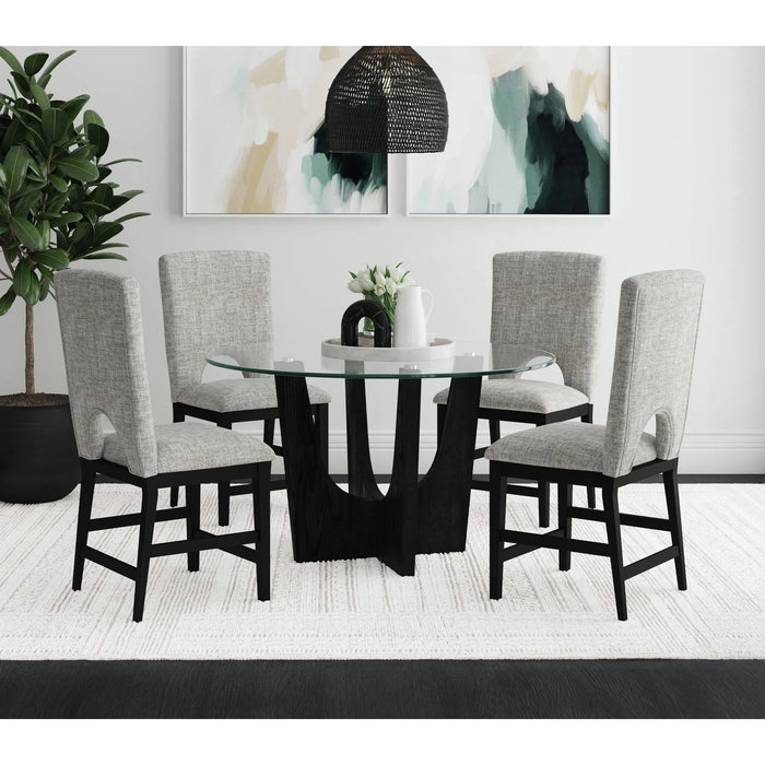 Oregon Side Chair with Grey Fabric in Black (2 Per Carton)