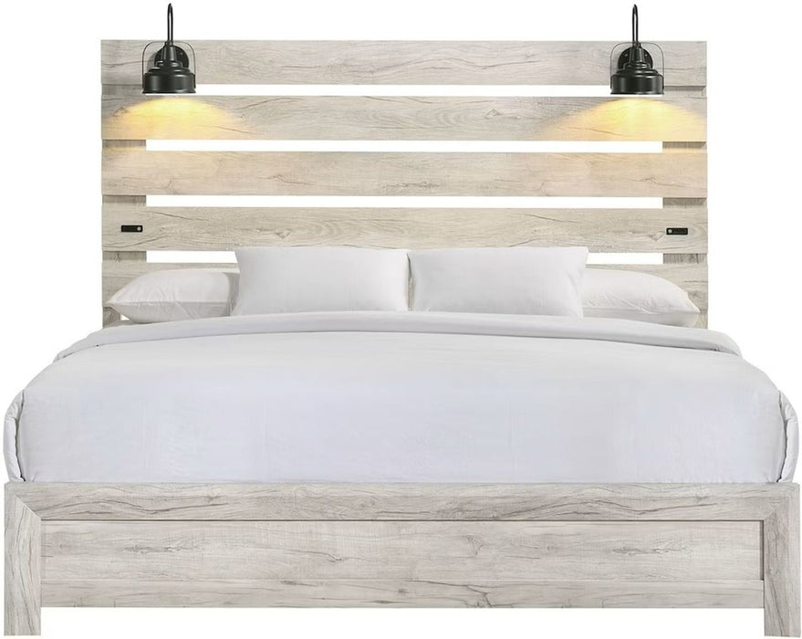 Elements International Fort Worth Queen Panel Bed in White