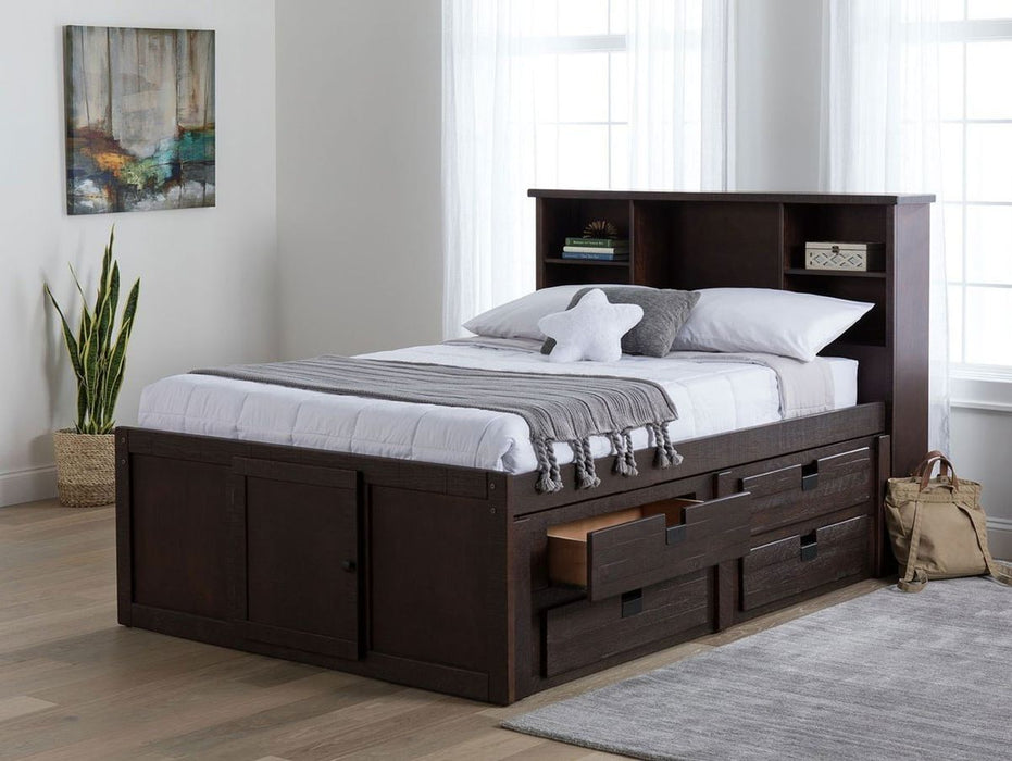Elements International Vista Captain Bed Full Storage Bed in Brown
