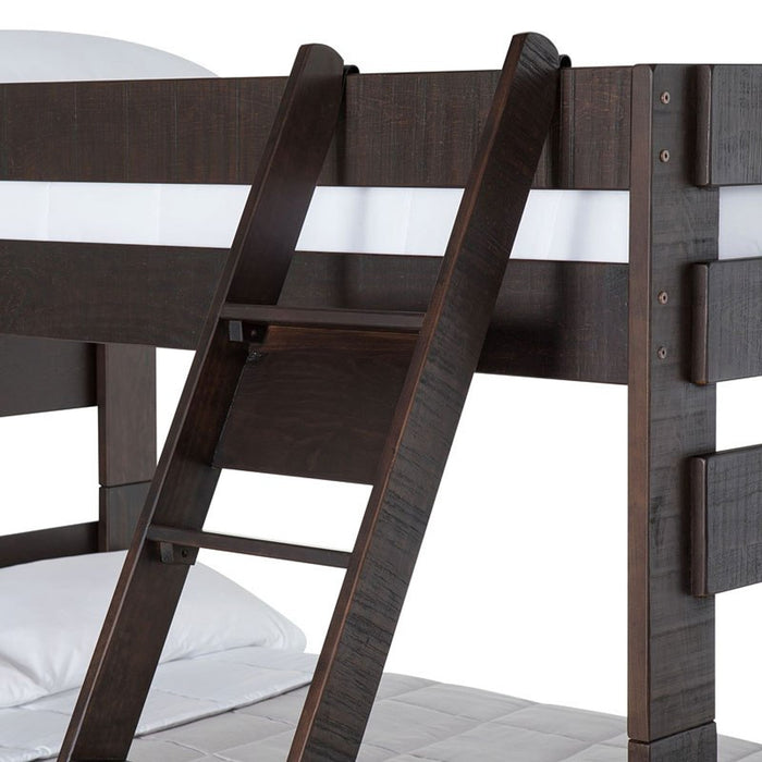 Elements International Vista Twin over Full Bunk Bed with Ladder in Brown