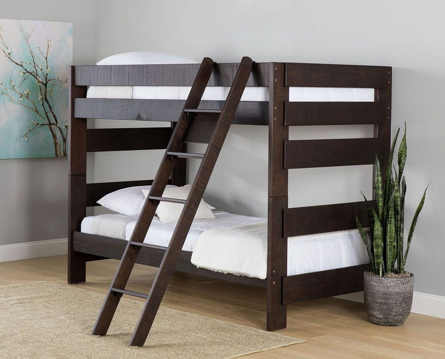 Elements International Vista Twin over Twin Bunk Bed with Ladder in Brown