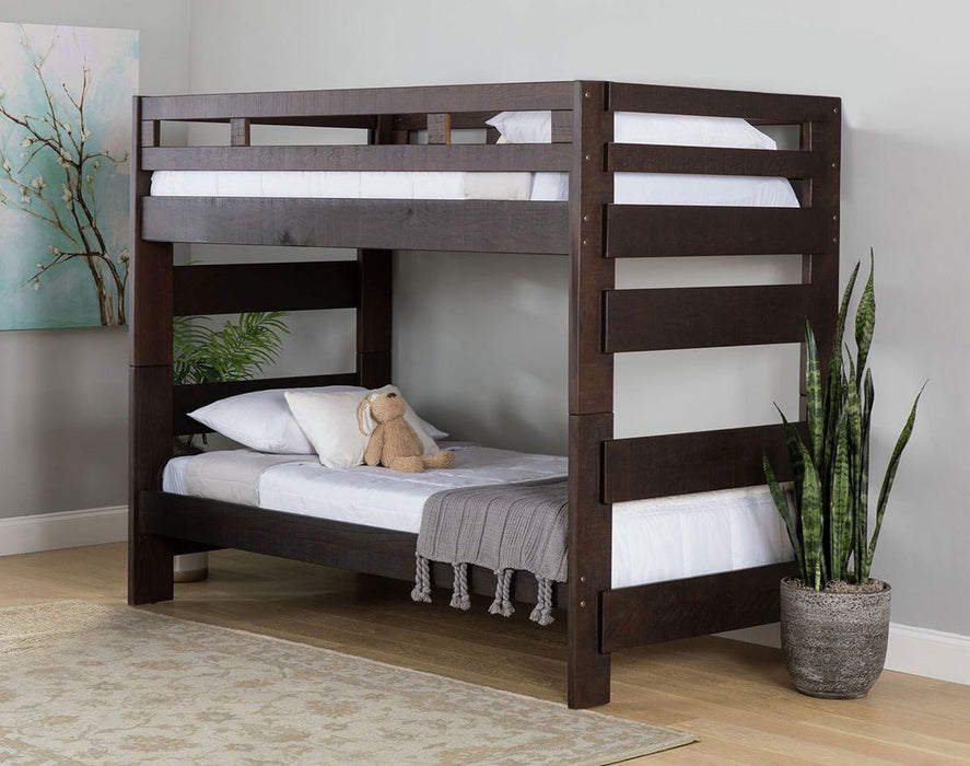 Elements International Vista High Top Twin over Twin Bunk Bed with Ladder in Brown image