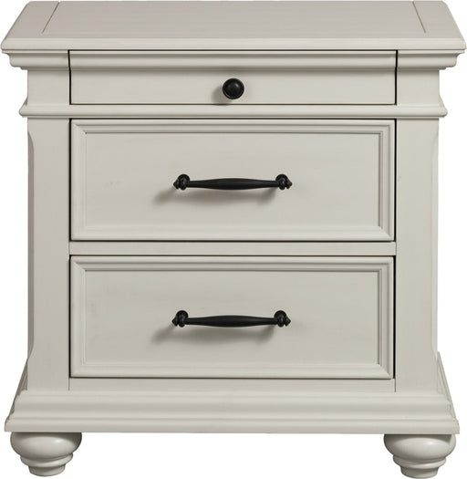 Elements International Slater 3 Drawer Nightstand with USB Port in White image