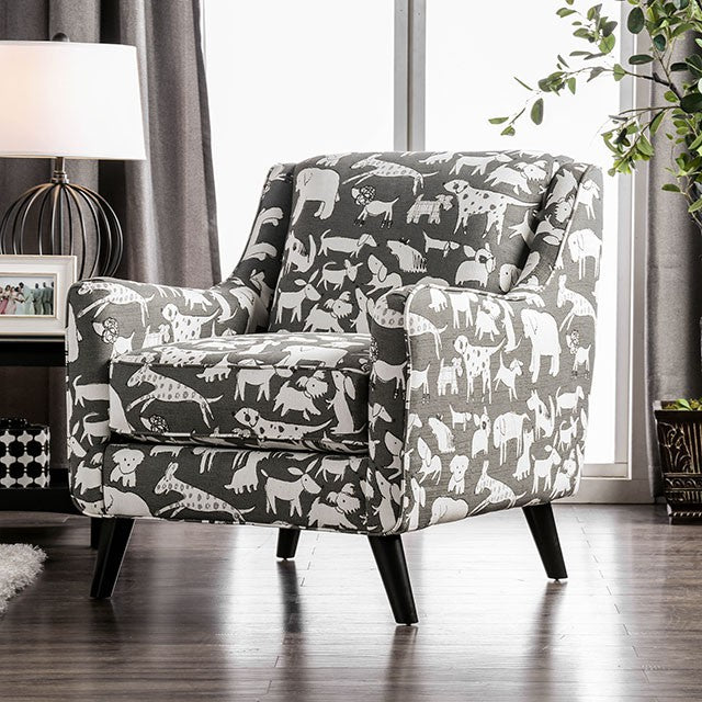 Patricia Ivory/Black Animal Pattern Chair - Eclectic 79 Furniture Store