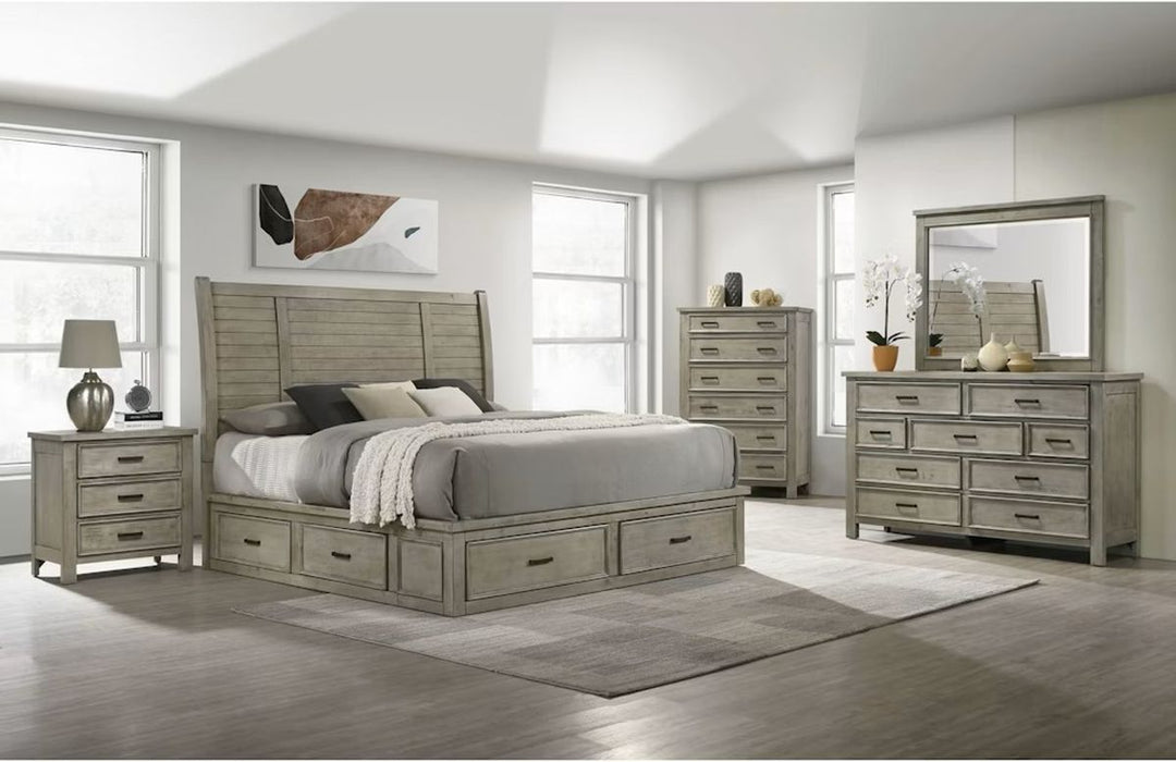 Elements International Sullivan Queen Storage Bed in Drift Grey