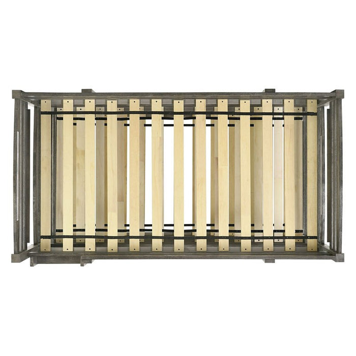 Elements International Trey Twin Over Twin Over Twin Bunk Bed in Wire Brushed Grey