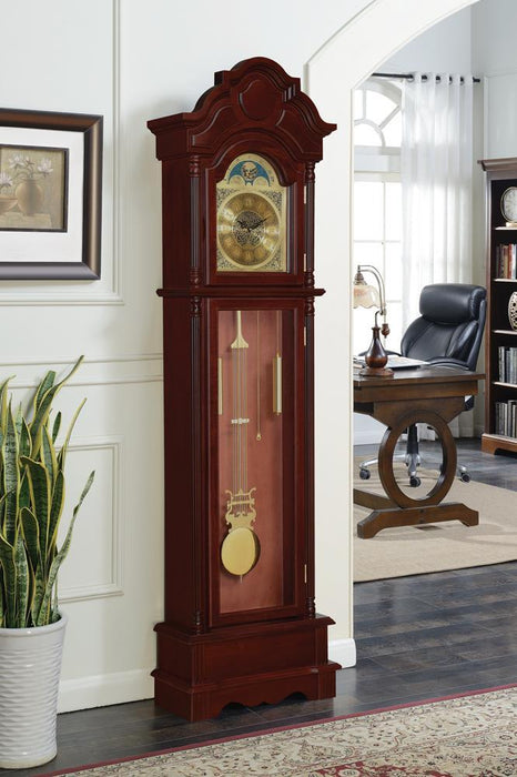 Traditional Brown Red Grandfather Clock image