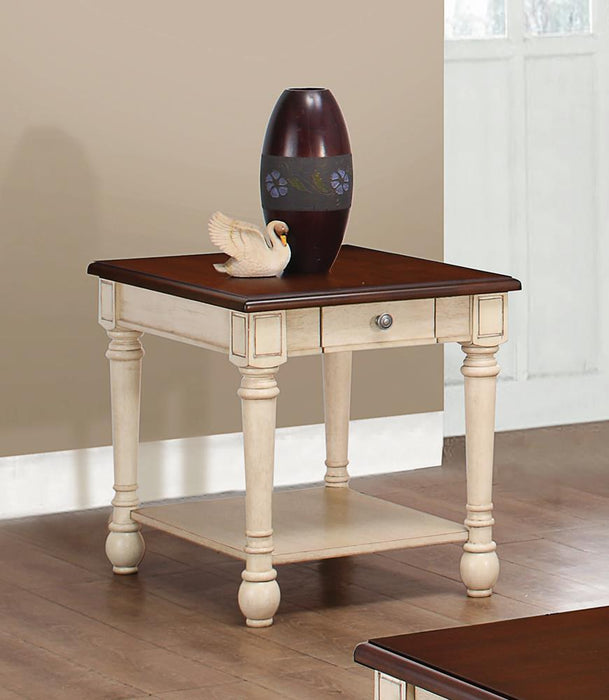 Transitional Dark Brown/Antique White End Table image