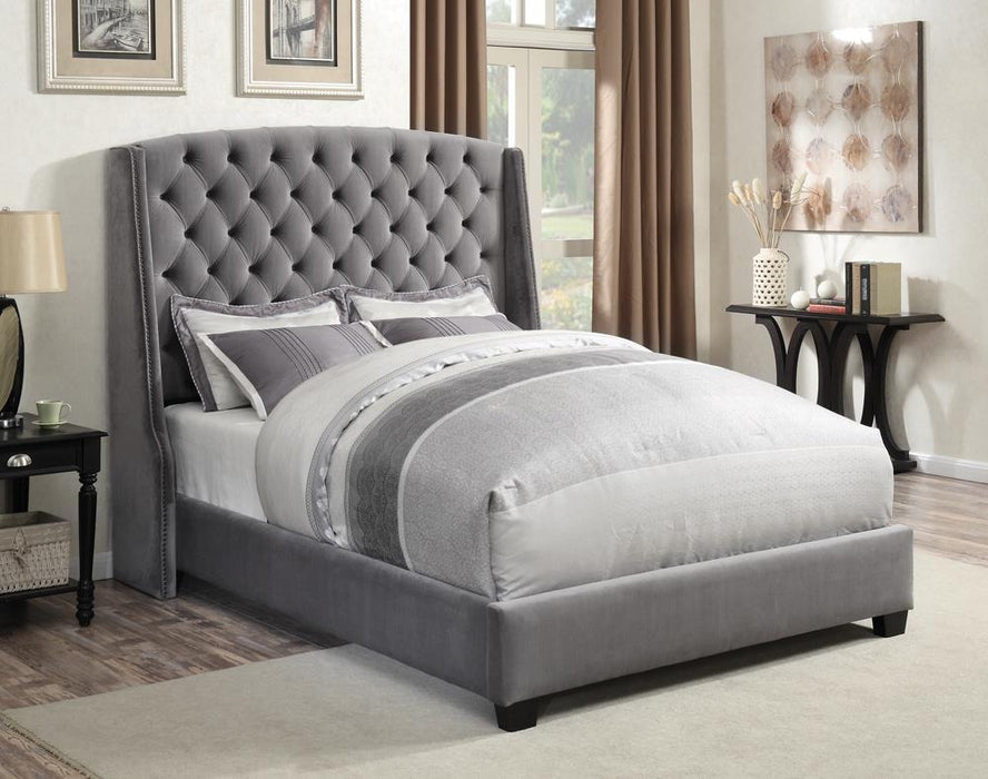 Pissarro Transitional Upholstered Grey and Chocolate California King Bed image