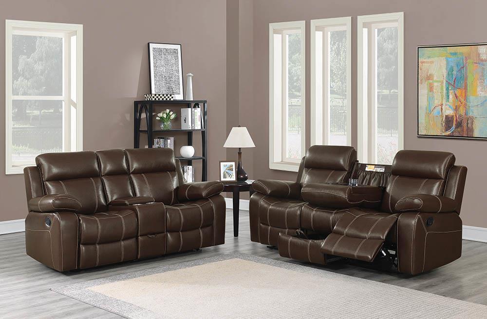 Myleene Chestnut Leather Two-Piece Living Room Set image
