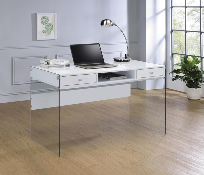 G800829 Contemporary Glossy White Writing Desk image
