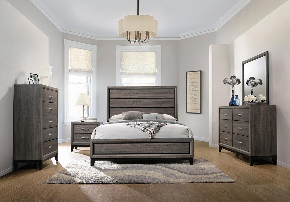 Rustic Grey Oak Five-Piece Queen Bedroom Set Rustic Grey Oak Five-Piece Queen Bedroom Set
